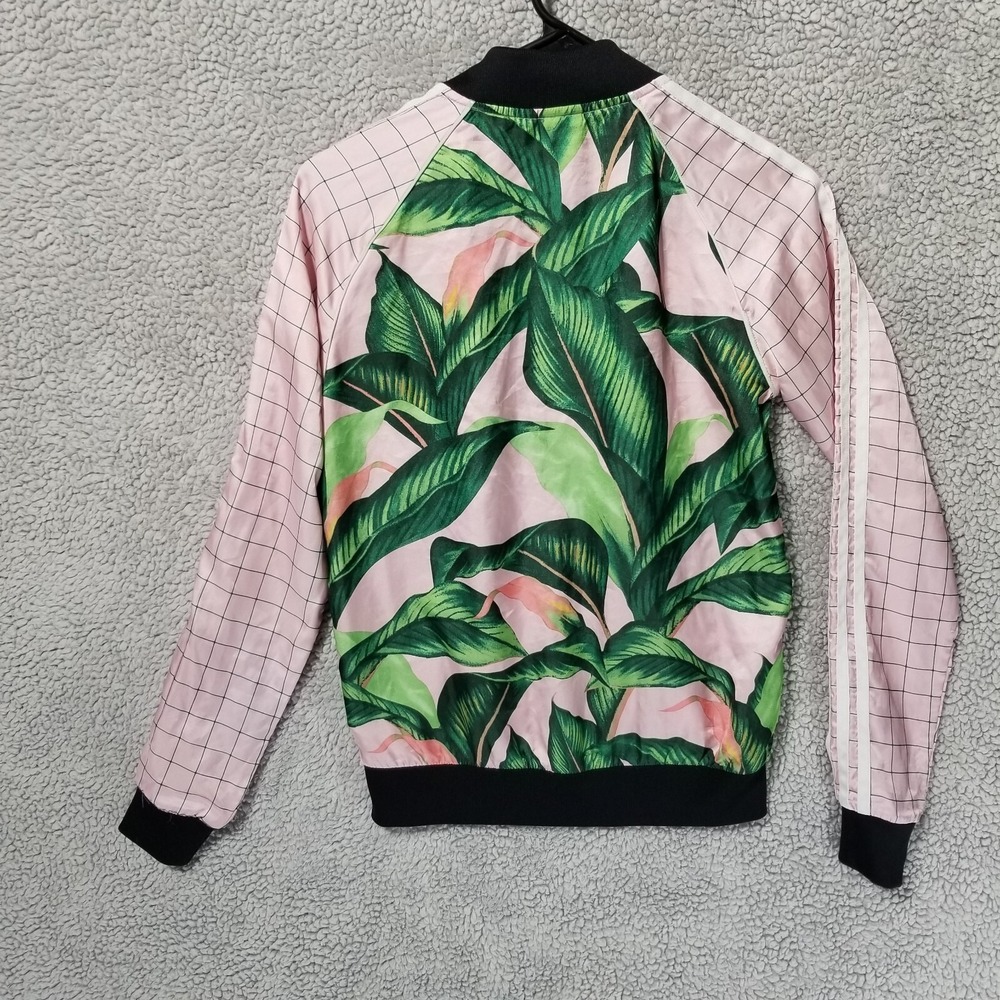 Adidas x Farm Rio Sz XS Pink Palm Tropical Leaf Pattern Track Jacket Full Zip - Picture 3 of 16